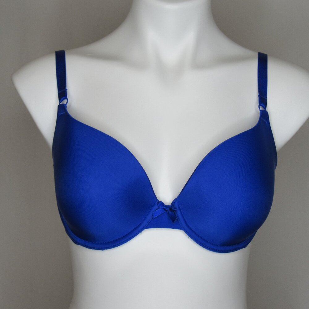 Victoria's Secret Blue Satin Demi Bra 32DD